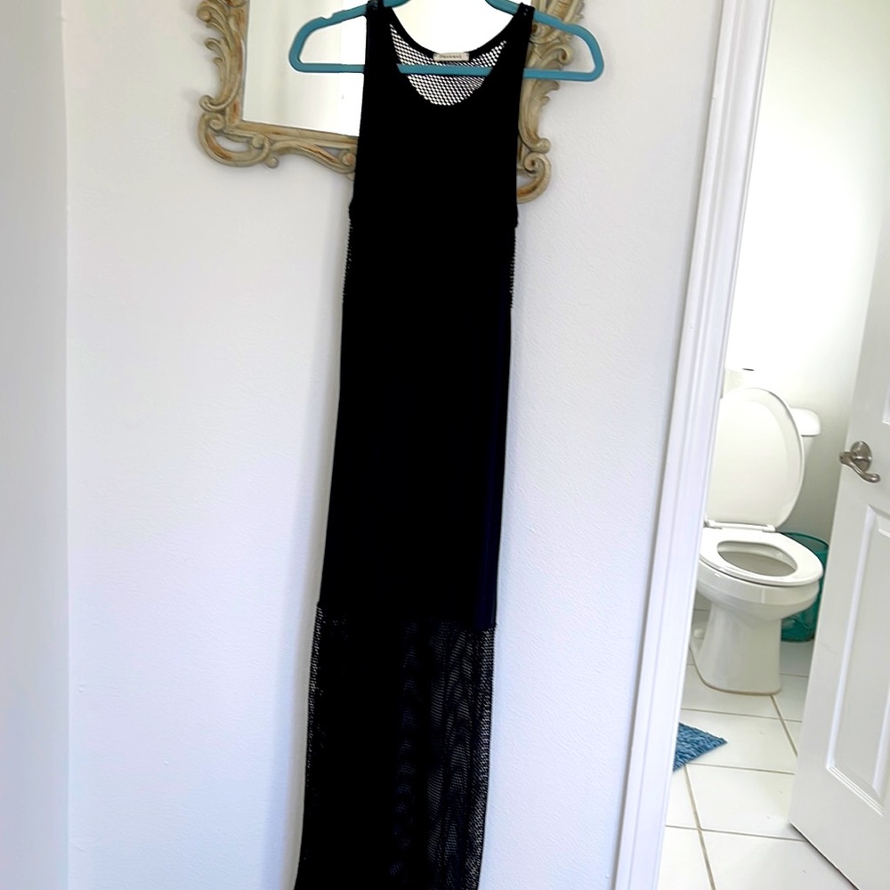 Phanuel tank/mesh black maxi dress